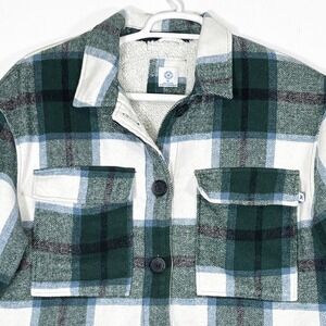 Hurley‎ Cropped Shacket Womens XL Plaid Sherpa Button Up Lined Gorpcore Jacket